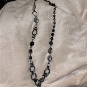 Long stone and hoop necklace